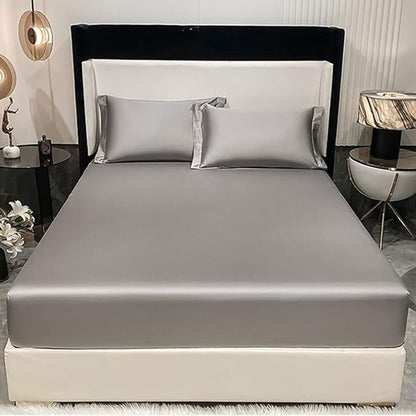 Ice Silk Bed Sheet Set 3 Piece Solid Color Summer Bedding Cover