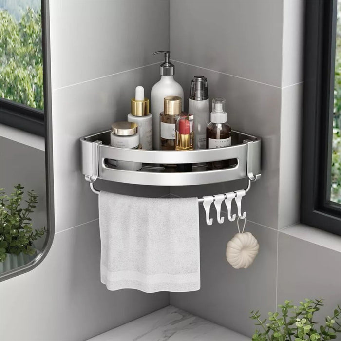 Steel Corner Shower Shelf with Open Grid