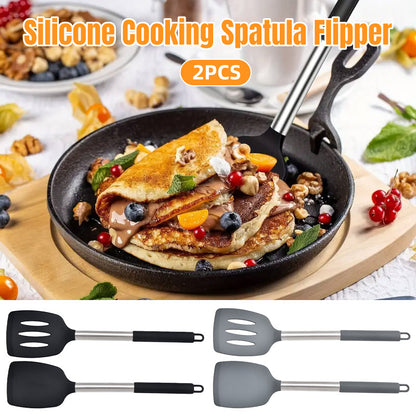 2Pcs Silicone Cooking Utensils Stir Fry Spatula for Non Stick Cookware
