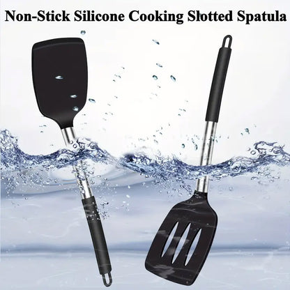 2Pcs Silicone Cooking Utensils Stir Fry Spatula for Non Stick Cookware