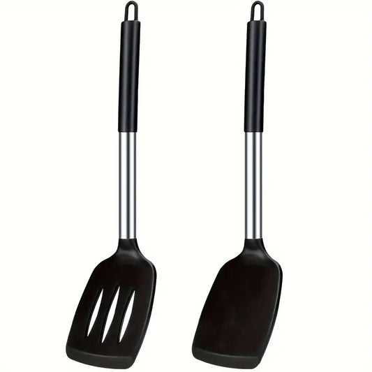 2Pcs Silicone Cooking Utensils Stir Fry Spatula for Non Stick Cookware