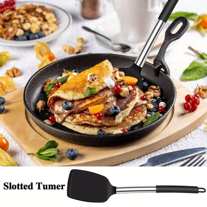 2Pcs Silicone Cooking Utensils Stir Fry Spatula for Non Stick Cookware
