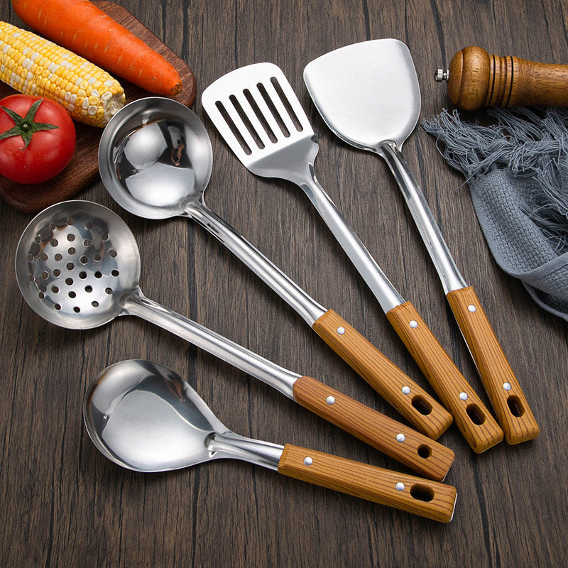 5 Pcs Stainless Steel Spatula Soup Spoon Kitchenware Set for Cooking