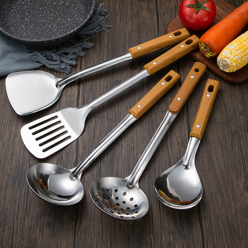 5 Pcs Stainless Steel Spatula Soup Spoon Kitchenware Set for Cooking