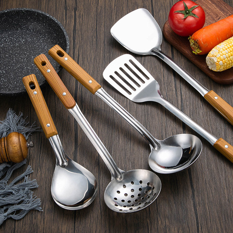 5 Pcs Stainless Steel Spatula Soup Spoon Kitchenware Set for Cooking