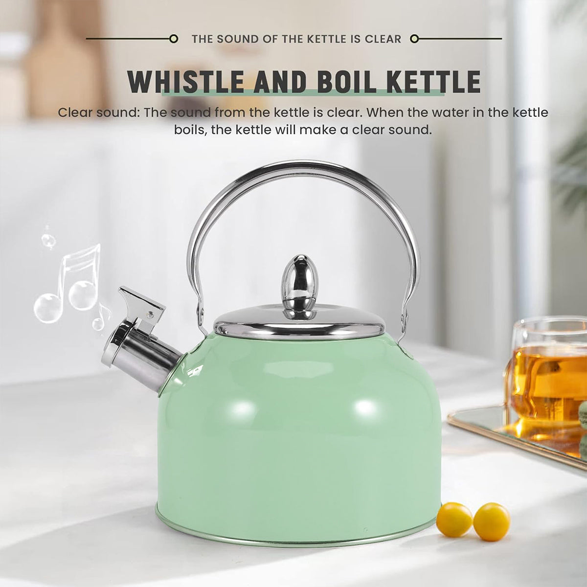 Stainless Steel Kettle 2.5L Household Water Boiler Whistling Teapot