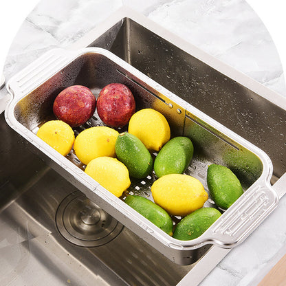 304 Stainless Steel Retractable Sink Drain Basket with Utensil Holder