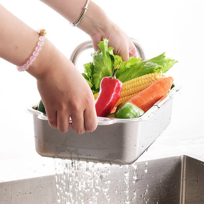 304 Stainless Steel Retractable Sink Drain Basket with Utensil Holder