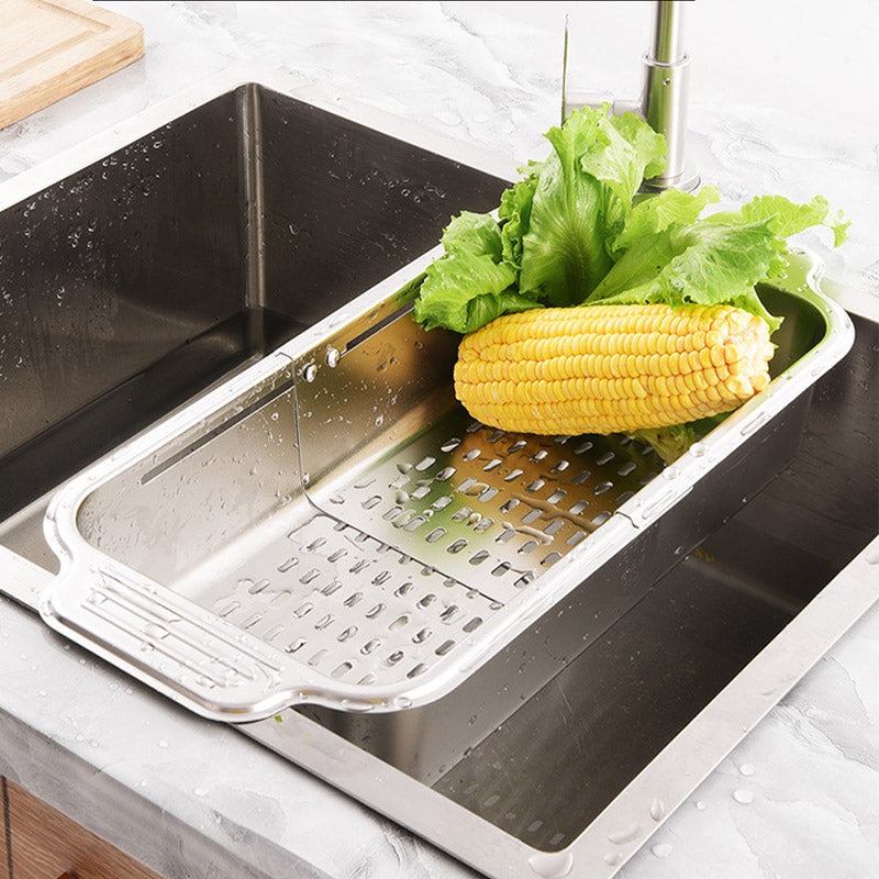 304 Stainless Steel Retractable Sink Drain Basket with Utensil Holder