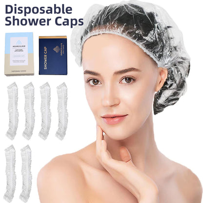 50pcs Transparent Disposable Shower Caps Individually Wrapped