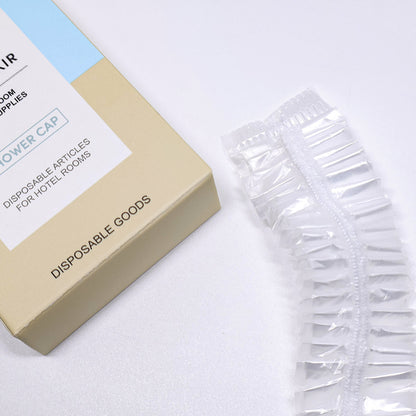 50pcs Transparent Disposable Shower Caps Individually Wrapped