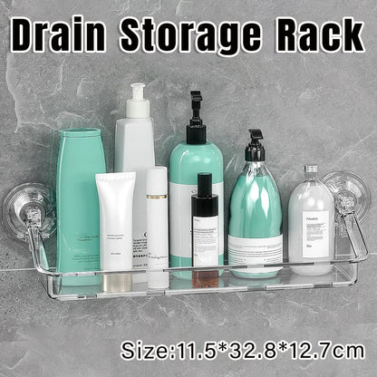 Wall Mounted Bathroom Shelf Storage Box Organizer with Drainage for Home Use