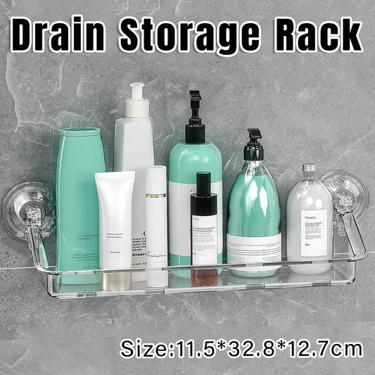 Wall Mounted Bathroom Shelf Storage Box Organizer with Drainage for Home Use