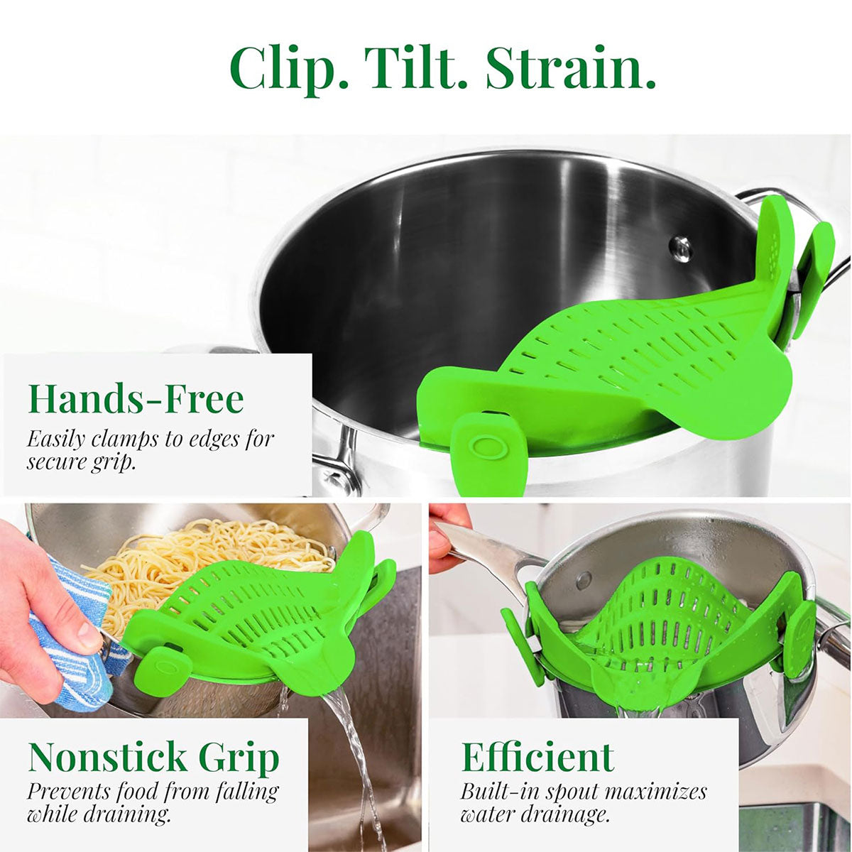 Water Filter Clip 2pcs Wide Mouth Strainer Drain Holder for Pot Vegetable Fruit