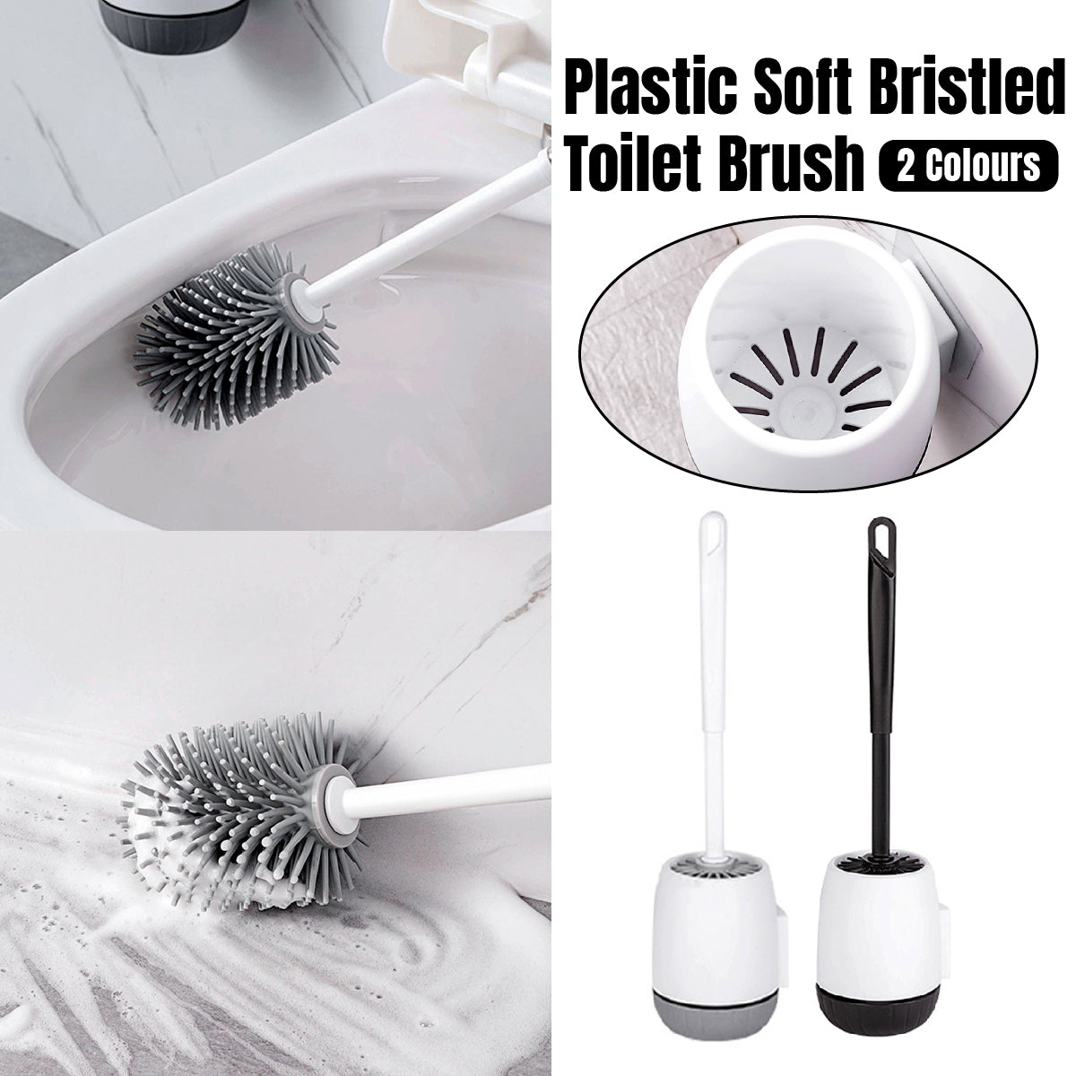 Wall Mounted Silicone Toilet Brush No Dead Cleaning Brush for Bathroom Household