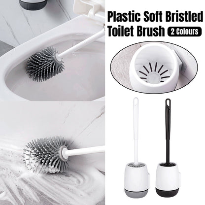 Wall Mounted Silicone Toilet Brush No Dead Cleaning Brush for Bathroom Household