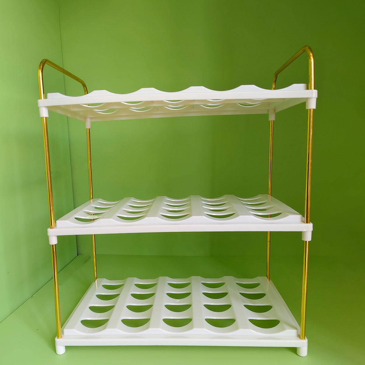 3 Tier Cup and Bottle Storage Rack with Dividers – Product View 9