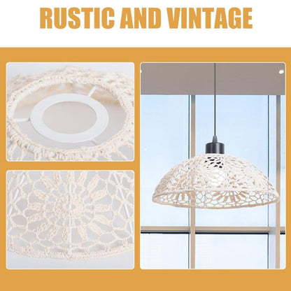 Bohemian Cotton Rope Woven Lampshade for Ceiling Pendant 30cm
