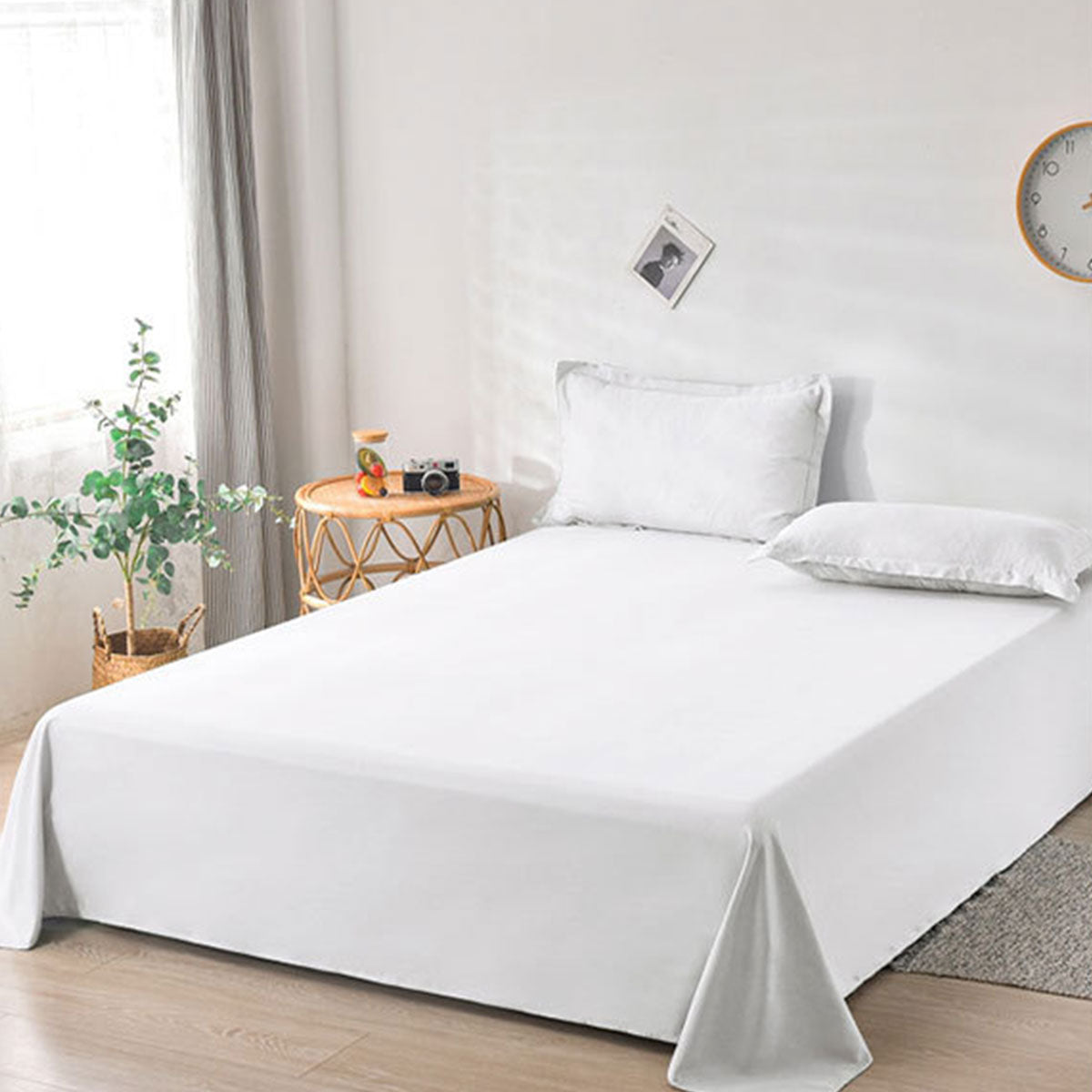 White Cotton Bed Sheet Hotel Quality Satin Weave