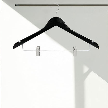 10 Pcs Wooden Non-Slip Wide Shoulder Clothes Hanger with Clip for Hotel Wardrobe