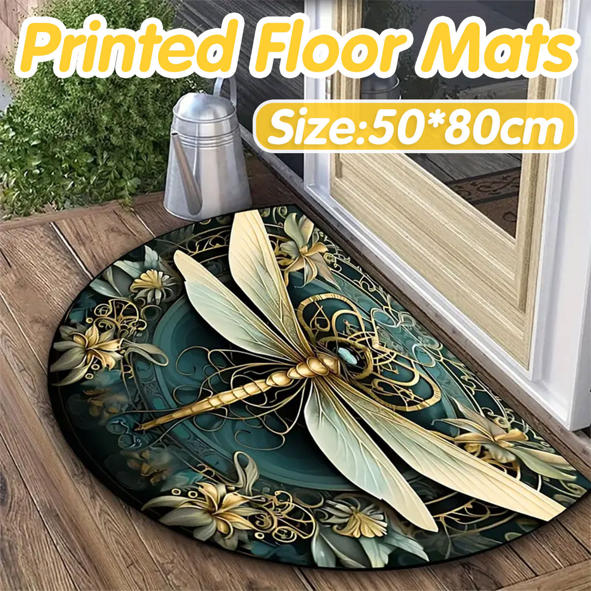 Floral Semicircle Floor Mat Non-Slip Entry Door Rug Home Decor