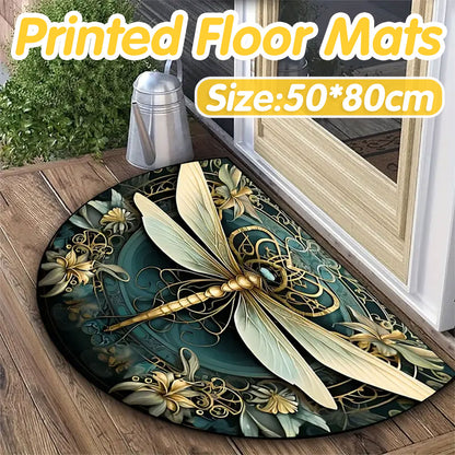 Floral Semicircle Floor Mat Non-Slip Entry Door Rug Home Decor