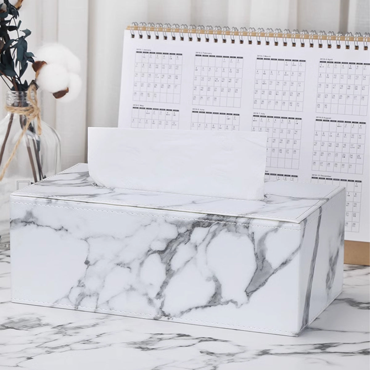 High-End PU Leather Tissue Box Holder for Hotel Home Office Decor Elegant Design