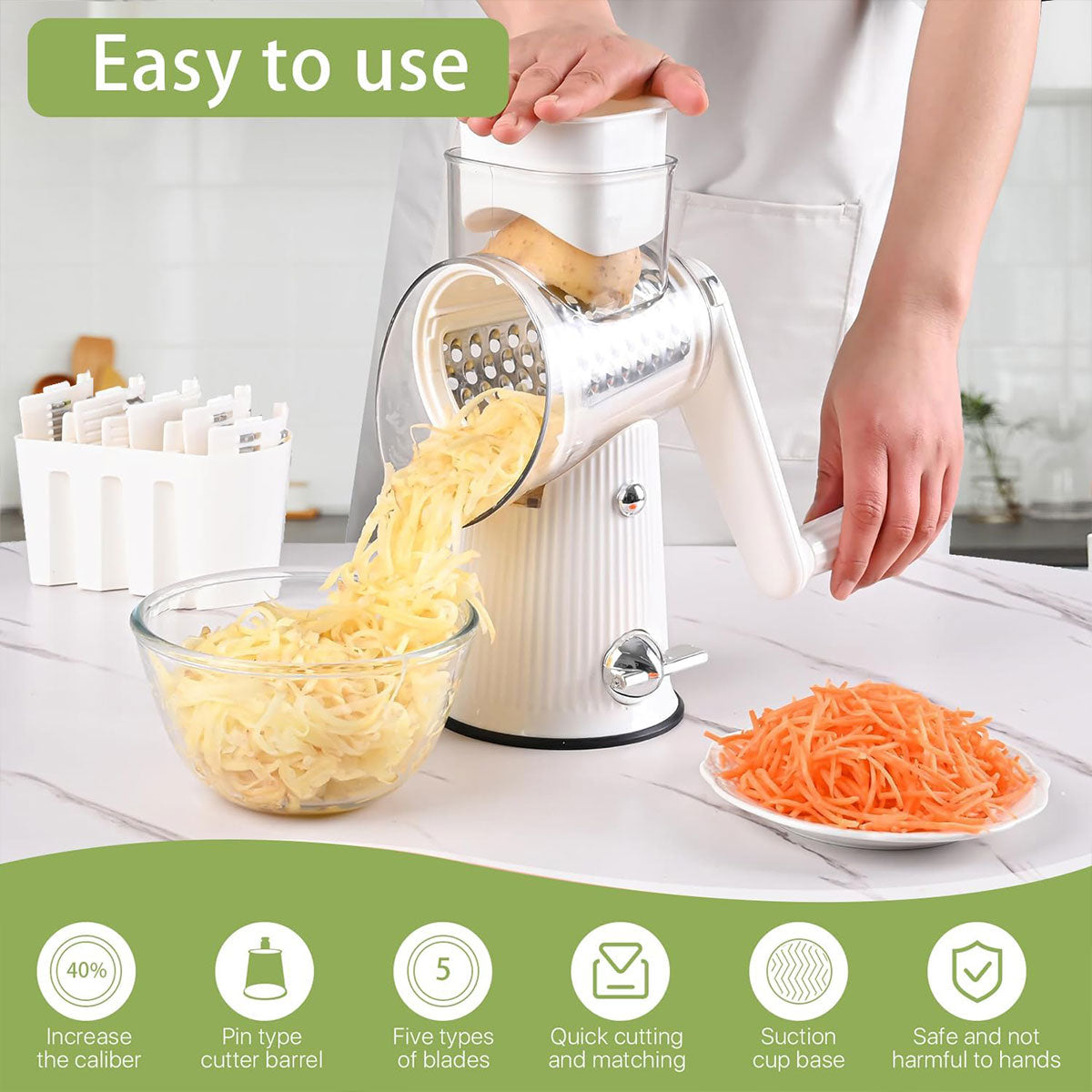 Multifunctional Vegetable Cutter Drum Slicer Kitchen Hand Cranked Grater Tool