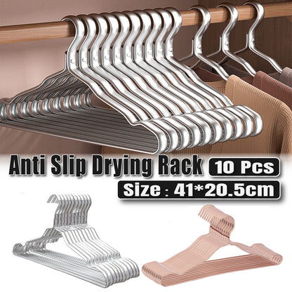 10PCS Metal Clothing Hangers Anti-slip Aluminium Alloy Drying Rack Coat Hanger