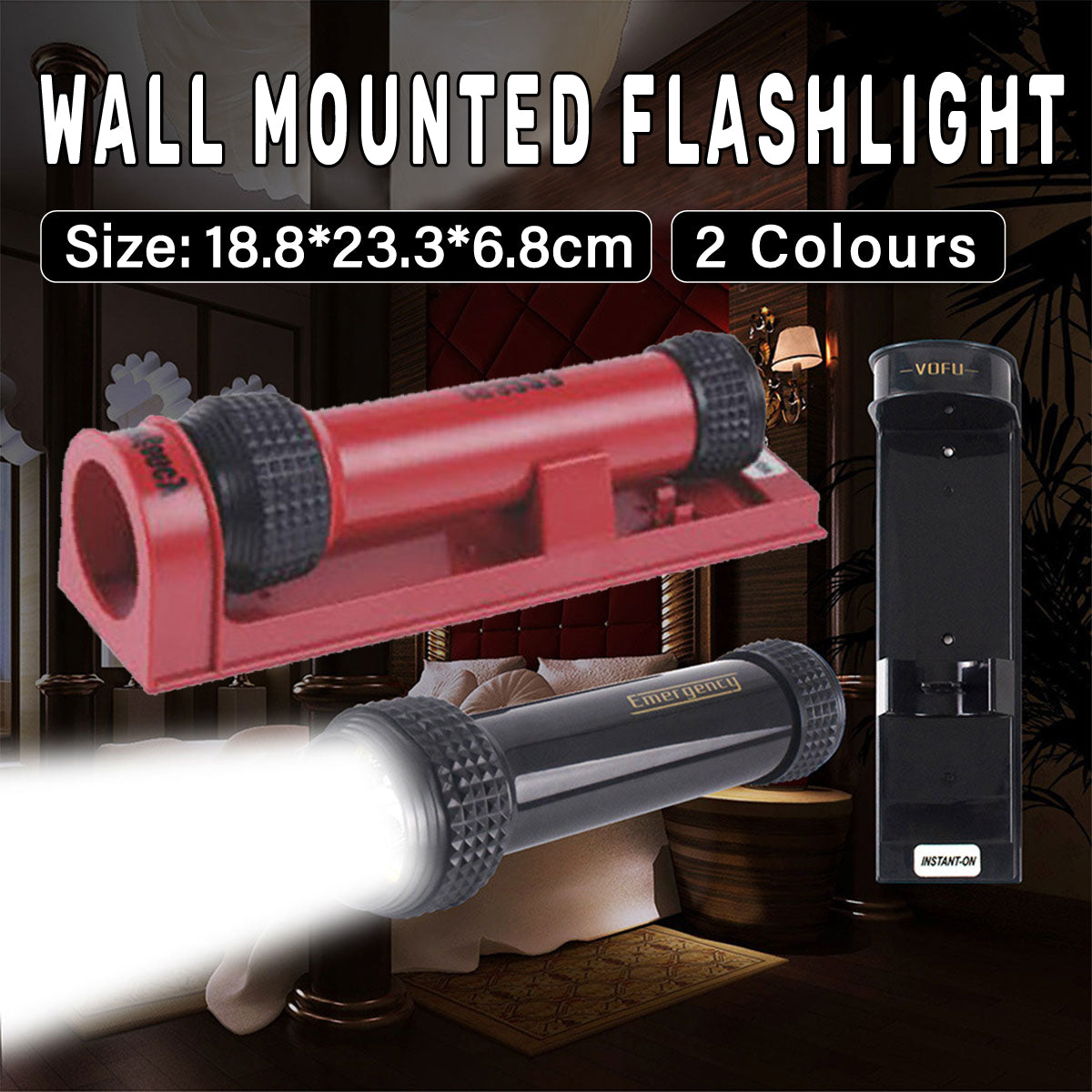 LED Wall Mounted Emergency Flashlight for Hotel Guest Room