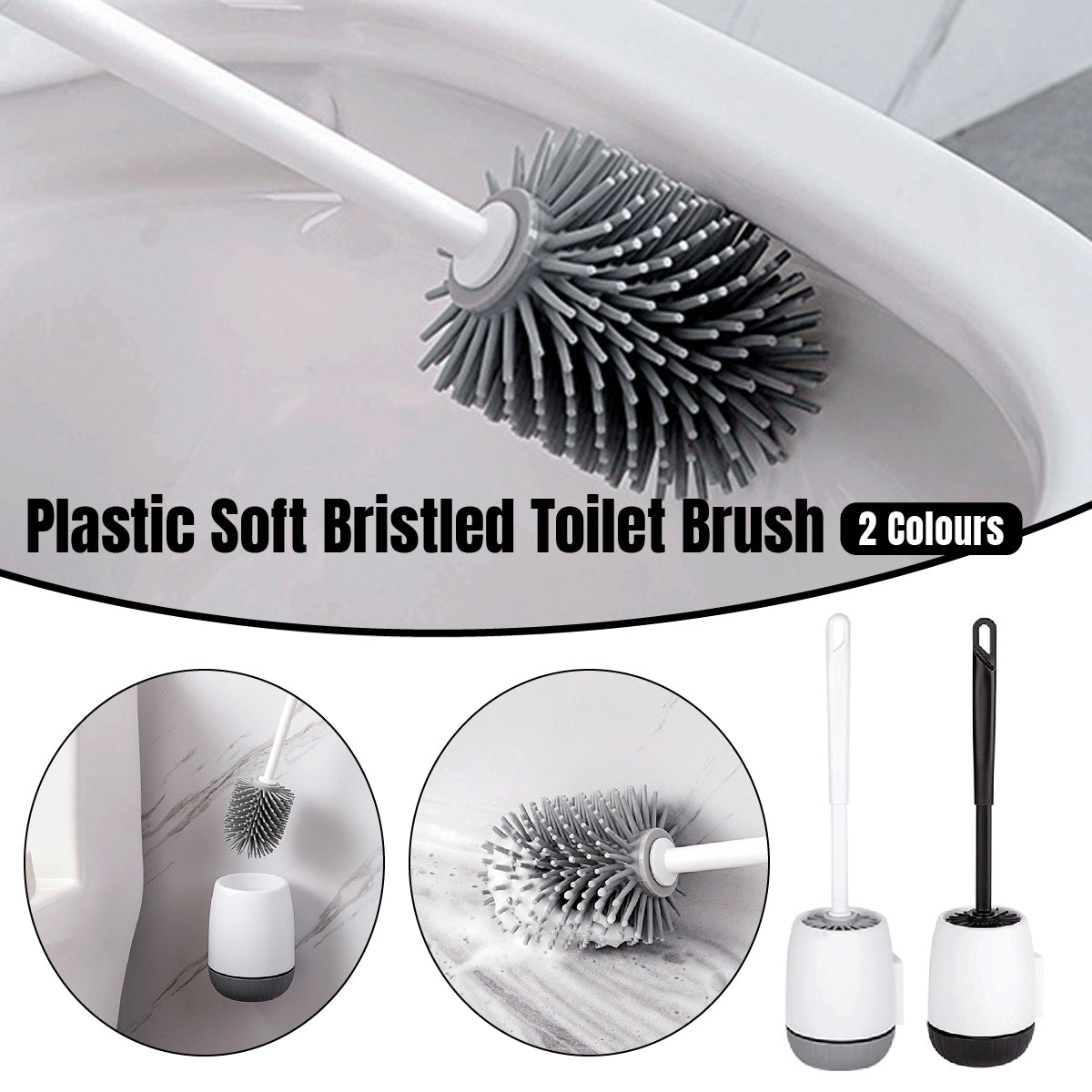 Wall Mounted Silicone Toilet Brush No Dead Cleaning Brush for Bathroom Household