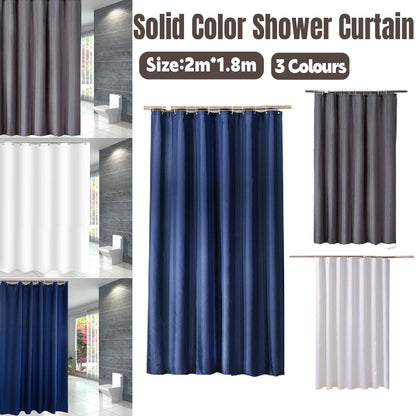 Waterproof Polyester Shower Curtain with 12 Hooks