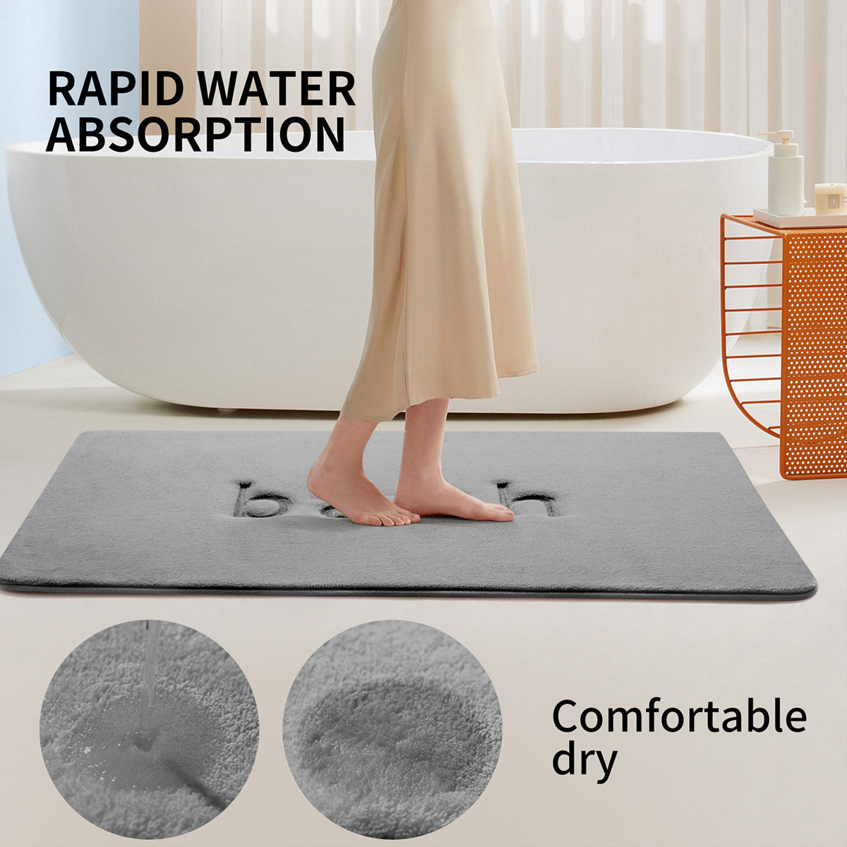 Coral Velvet Bathroom Floor Mat Water Absorbent Anti Slip