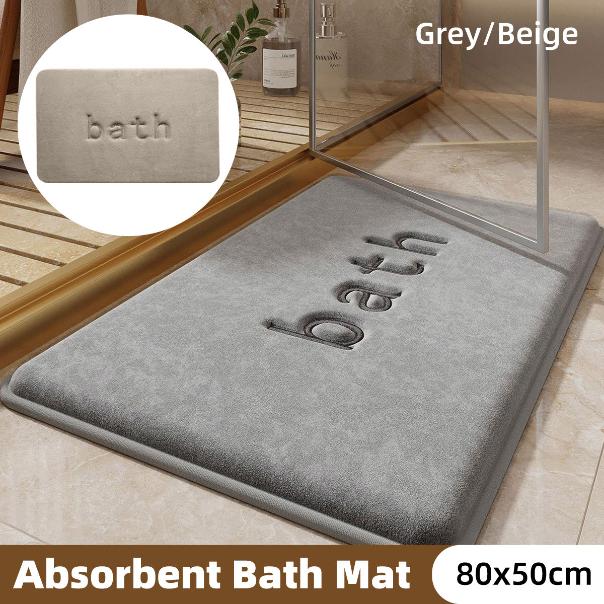 Coral Velvet Bathroom Floor Mat Water Absorbent Anti Slip