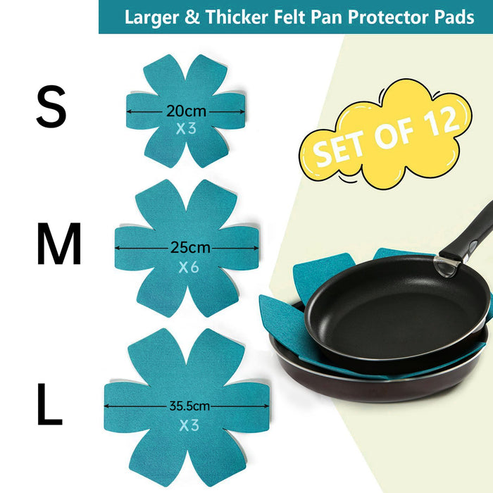 12 Pcs Felt Pan Protectors for Stacked Pots