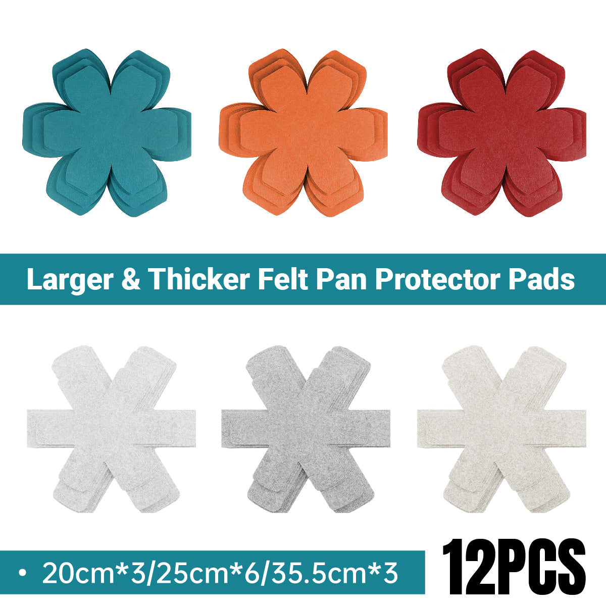 12pcs Thickened Felt Placemats Pan Mats Heat Insulation Flower Shaped Coasters
