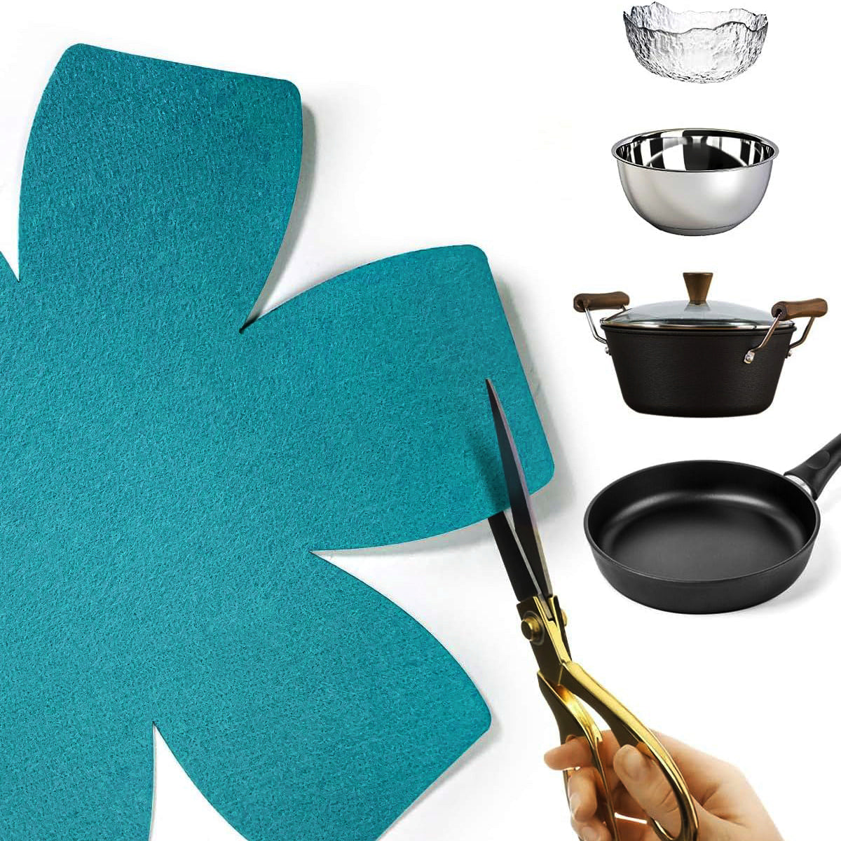 12pcs Thickened Felt Placemats Pan Mats Heat Insulation Flower Shaped Coasters