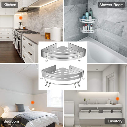 Wall Mounted Bathroom Shelf Triangle Corner Shower Storage Rack for Toiletries