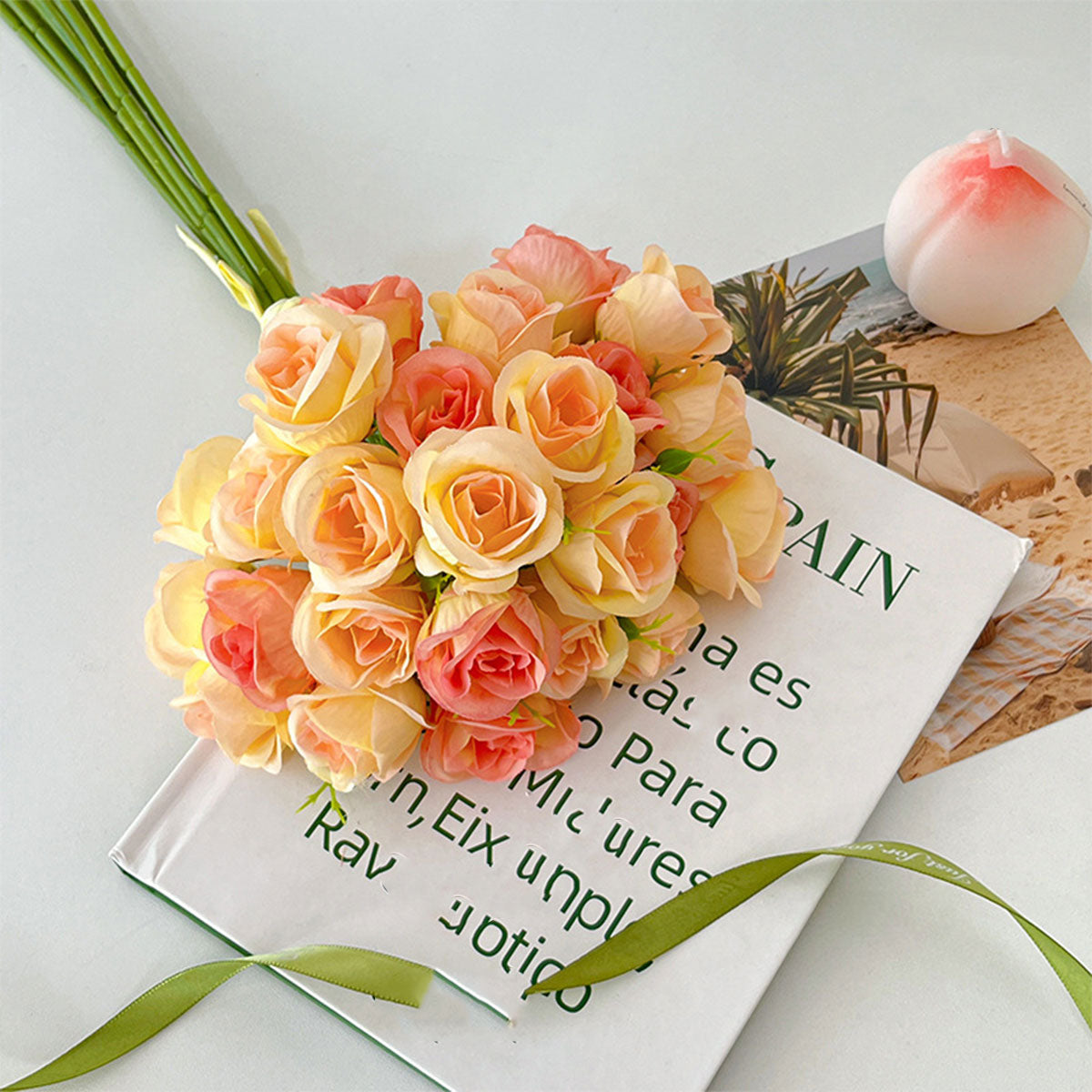 2pcs Artificial Rose Bouquet Valentine's Day Gift Fake Flowers Wedding Decor