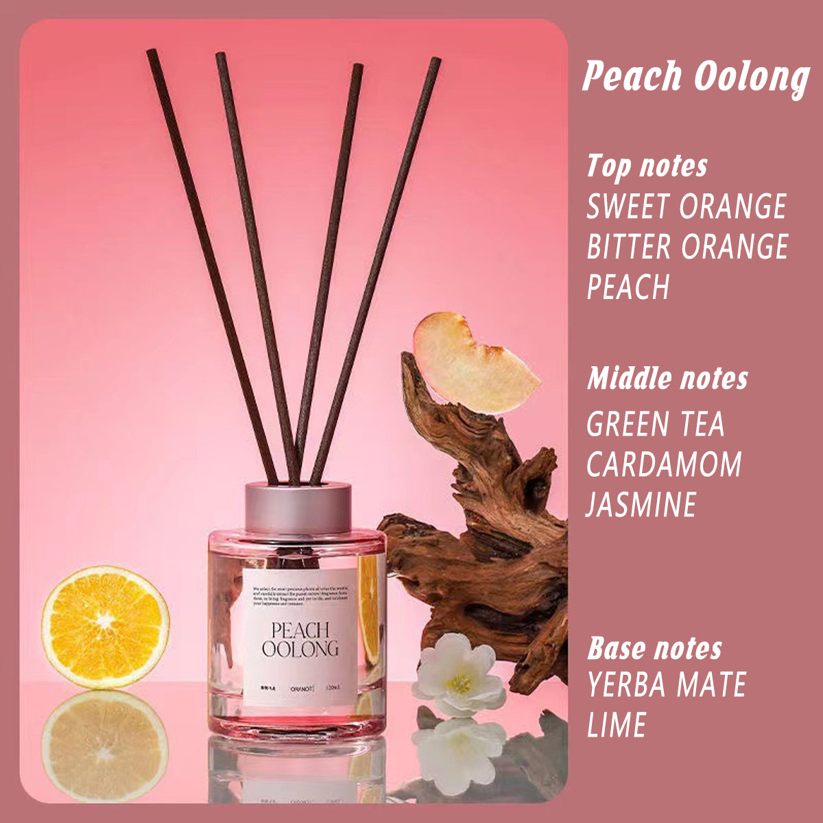 5 Pcs 120ml Scented Reed Diffuser Set Flame-Free Rattan