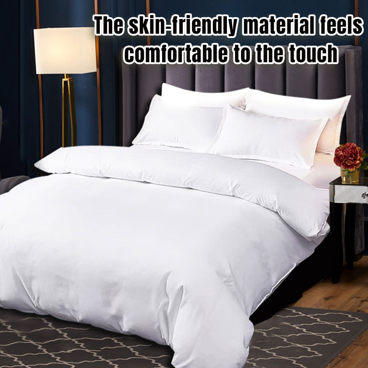 Hotel Quality White Duvet Cover Soft Fabric Bedding Set