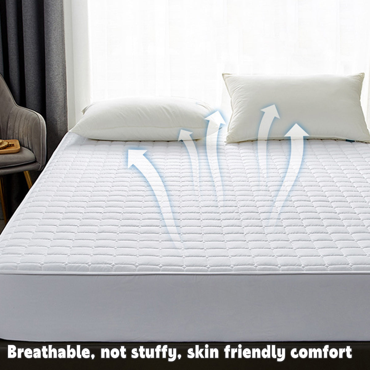 Waterproof Mattress Protector Fitted Bed Top Cover for Hotels