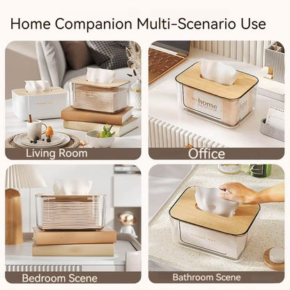 Wooden Lid Paper Towel Box Tissue Holder Napkin Organiser for Home Kitchen AU