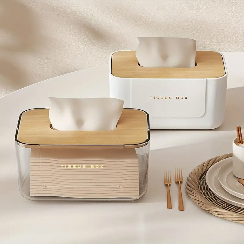 Wooden Lid Paper Towel Box Tissue Holder Napkin Organiser for Home Kitchen AU