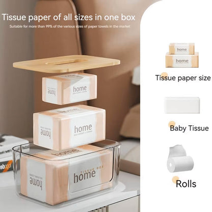 Wooden Lid Paper Towel Box Tissue Holder Napkin Organiser for Home Kitchen AU