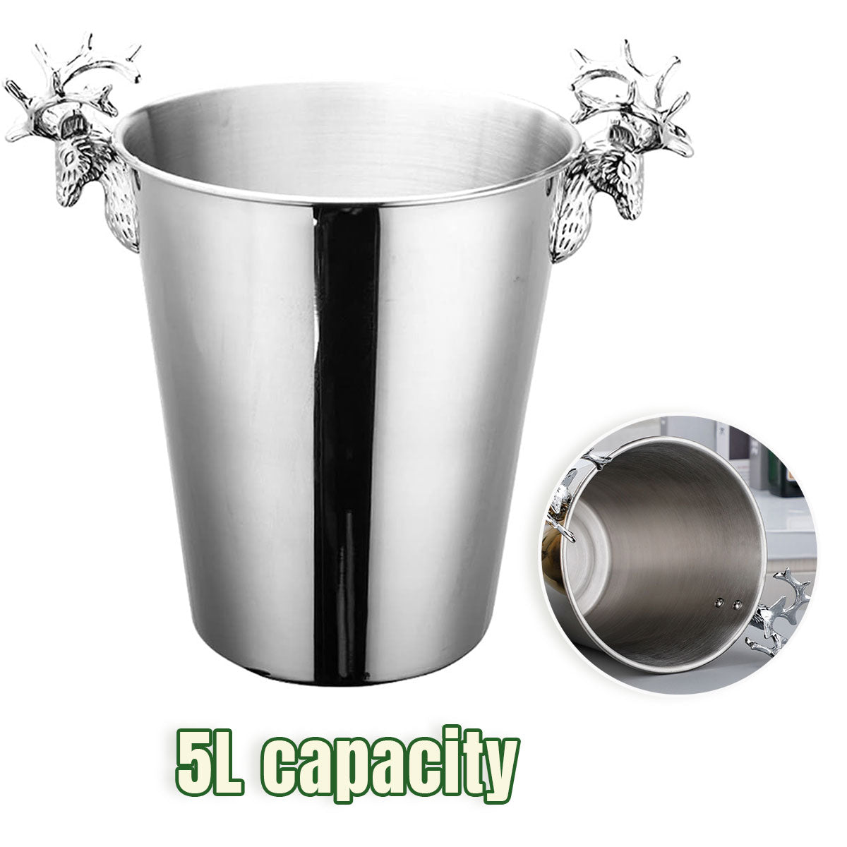 5L Stainless Steel Ice Bucket for Champagne Wine and Bar