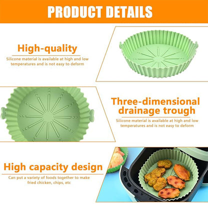 2PCS Silicone Air Fryer Baking Pan Round Household Tray Reusable Non Stick AU