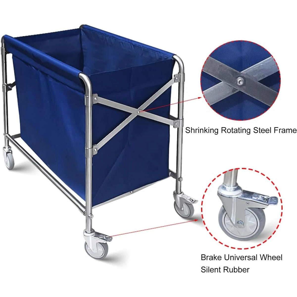 Folding Linen Trolley with Silent Wheels, Dry Wet Sorting