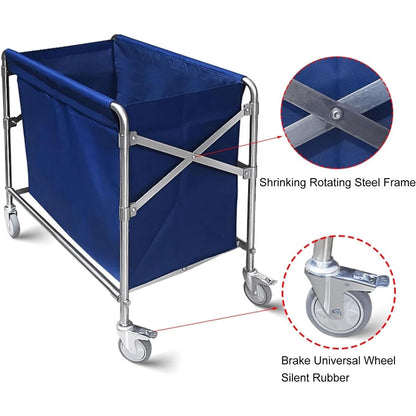 Folding Linen Trolley with Silent Wheels, Dry Wet Sorting