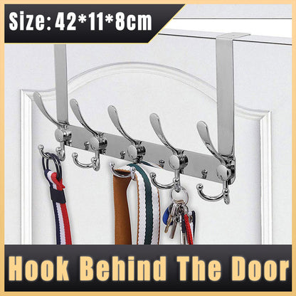5 Hooks Stainless Steel Door Hook Coat Storage Organizer